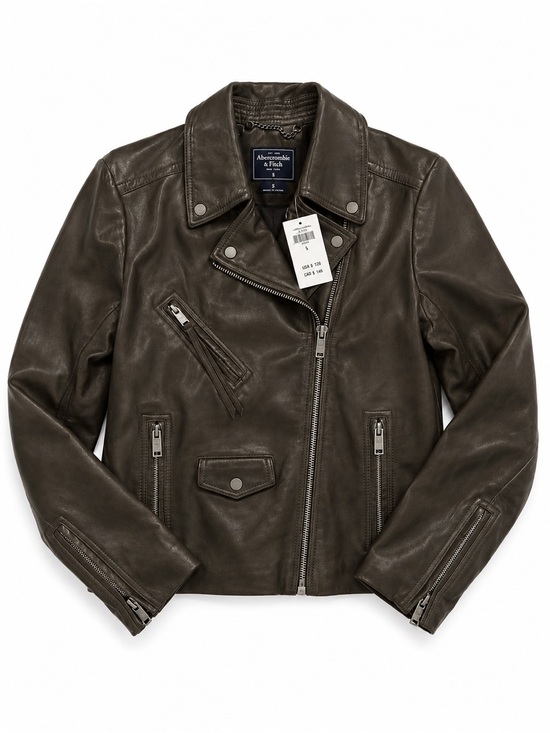 Abercrombie & Fitch Jackets & Blazers - NWT Abercrombie & Fitch Genuine Leather Moto Jacket Brown Small